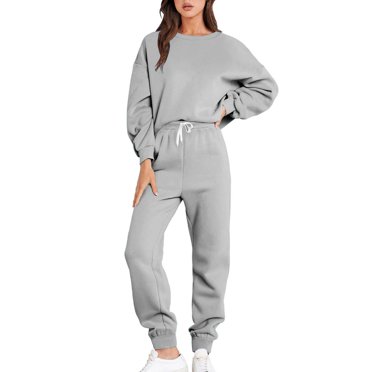 Yuyuzo 2 Piece Workout Sets for Women Long Sleeve Crewneck Sweatshirt with Joggers Pants Fall Basic Sweatsuits