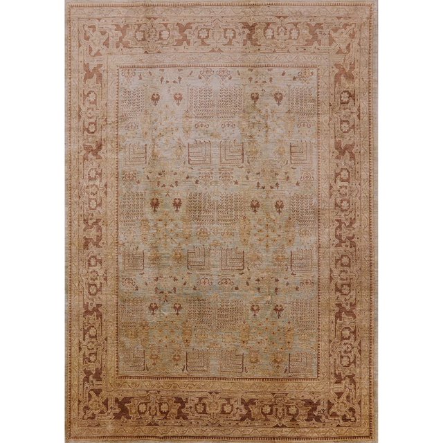 Ahgly Company Indoor Rectangle Mid-Century Modern Light Copper Gold Oriental Area Rugs, 6' x 9'