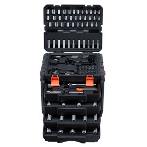 KFFKFF Ensemble d'outils de mécanique, 256-Piece Kit d'outils mécaniques, 1/4 de pouce, 3/8 de pouce et 1/2 de lecteur, SAE ensemble de socket métrique, clés, visseuses, accessoires et boîtier de rangement