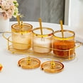 thumbnail image 1 of Birdeem Spice Organizer, 3 Compartment Seasoning Caddy with Airtight Jars and Measuring Spoons, Countertop Storage Rack, Metal Handle Kitchen Organizer for Spices, Herbs, Salt, Pepper, 1 of 9