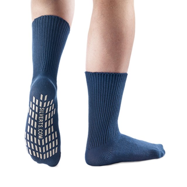 Silverts Men & Women Secure Steps 2-Packs Socks, XL, Navy