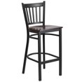 thumbnail image 1 of HERCULES Series Black Vertical Back Metal Restaurant Barstool - Walnut Wood Seat, 1 of 6