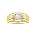 thumbnail image 1 of RYLOS Men's Rings Sterling Silver Classic 7X5MM Oval Gemstone & Diamond Ring Opal October Birthstone Rings For Men, Silver Rings, Size 10, 1 of 7
