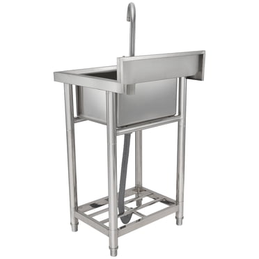 KFFKFF Stainless Utility Sink, Single Bowl with Faucet & Legs, 16x13x8.7 in, Free Standing for Garage, Kitchen, Laundry, NSF