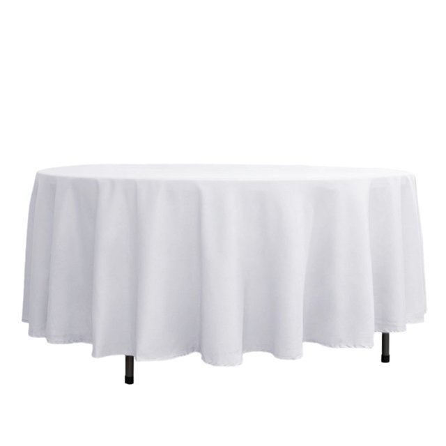 LNGOOR 108” Wholesale Round Tablecloth Polyester Round Table Linens For Wedding Party Banquet Restaurant - WHITE