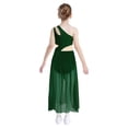 thumbnail image 2 of Moggemol Robe de Danse Ballet Lyrique pour Filles une Épaule Sans Manches Découpe Haute Basse Robe en Maille Fluide Danse Verte 14, 2 of 7