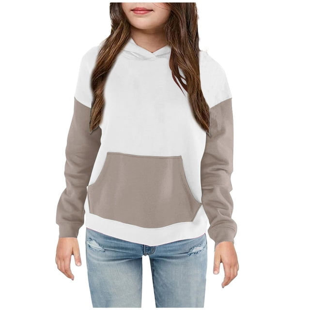 Chandails Molletonnés pour Filles Rabais Chemise pour Enfants à Manches Longues T-Shirt à Motif Imprimé Col Rond Hauts Courts Convenant aux Garçons et aux Filles Âgés Chandail à Capuchon Chandails Molletonnés pour Filles Kaki 11T