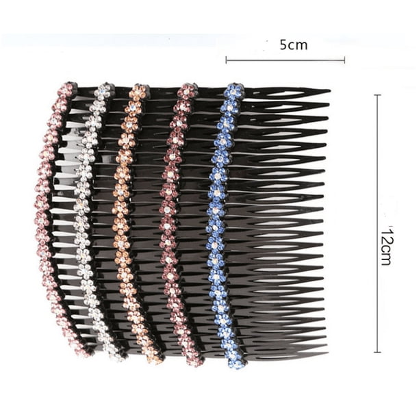 5PCS Double Rows Rhinestone Hair Side Combs Hair Comb Pin Clip
