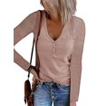 thumbnail image 1 of Fashnice Hauts pour Femmes Tunique à Col Boutonné Blouse T-Shirt Ample Chandail de Travail Rose TP, 1 of 2