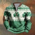 thumbnail image 4 of Penkiiy St Patricks Day Shamrock Patch Chest Print 1/4 Zip Sweatshirt 3XL Multicolor, 4 of 5