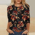 thumbnail image 2 of UPPADA Blouses pour Femmes Grande Taille à Manches 3/4, T-Shirts à Imprimé Floral Teintable, Chemises Décontractées Tendance à Col Rond, Chandails Confortables à Enfiler, Hauts Blouses Mignons d'Été, Hauts à Manches 3/4 pour Femmes, Aubaines, 2 of 5