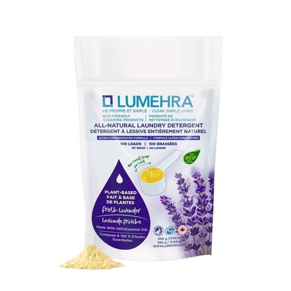 Détergent à lessive en poudre naturel à la lavande Lumehra – 100 brassées 500 grams