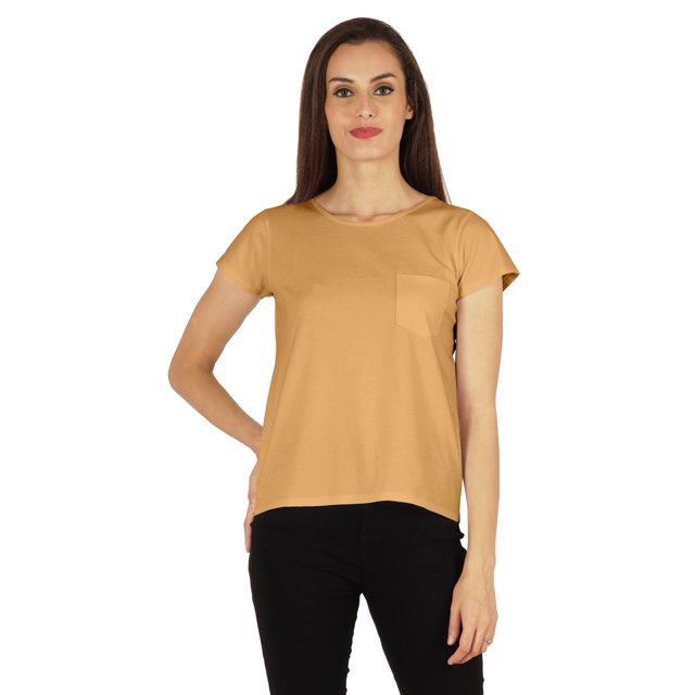 Inkmeso T-Shirt Basique à Manches Courtes pour Femmes Poche Patchwork Décontracté Été