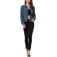 thumbnail image 2 of INSPIRE CHIC Veste en Jean pour Femme à Boutons Manches Longues Texture Délavée Veste en Denim Décontractée m Bleu Foncé, 2 of 6