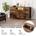 thumbnail image 3 of Ourlova Meuble Télé à 8 Tiroirs avec Prise de Courant et DEL pour Télé de 55 Pieds', Longue Commode pour Chambre avec 8 Tiroirs Profonds, Grand Table Console pour Rangement dans le Garde-Robe, 3 of 6