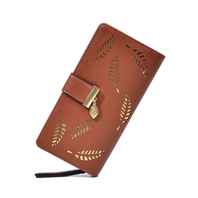 Decodeary Portefeuille Long pour Femmes en Cuir PU Style Pratique Café 1 Pce