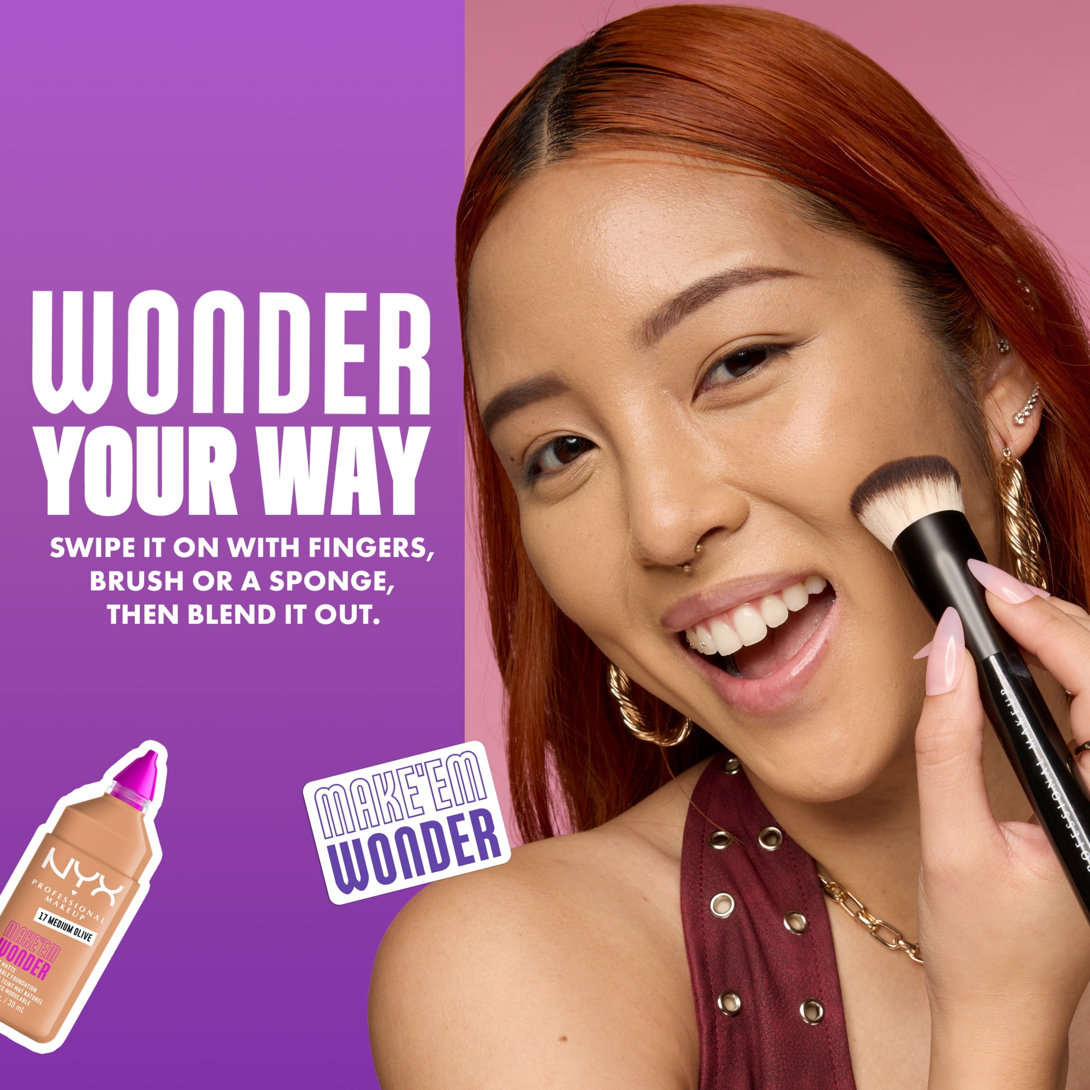 NYX Professional Makeup Make Em Wonder Fond de Teint Mat Naturel, Teinte: Light