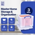 thumbnail image 2 of Really Useful Box Clear Stackable Storage Bins with Lids and Handles, 32 Liters, 3 pack, 2 of 7