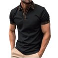 thumbnail image 1 of Styesk T Shirts for Man Fashion Leisure Solid Color Versatile Button Turndown Collar Short Sleeve Top, 1 of 2