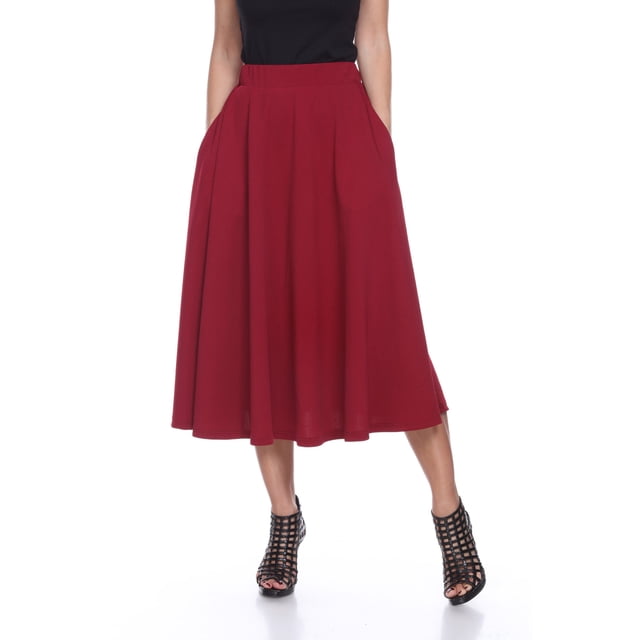 White Mark Women's Tasmin Fit and Flare Midi Skirt