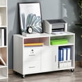 thumbnail image 2 of HOMCOM Support d'Imprimante Armoire Mobile de Bureau Organisateur avec Tiroir à Roulettes Blanc, 2 of 10