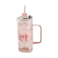 thumbnail image 1 of Tasse Carrée en Verre Transparent en Forme d'Arc avec Couvercle, Paille et Poignée pour Femmes et Filles – Verrerie pour Café et Thé Résistants à la Chaleur pour un Usage Quotidien, 1 of 7