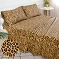 thumbnail image 2 of EnvioHome Draps de Lit 100 % Coton, Ensemble 3 Pcs - Draps en Percale de Coton Frais et Soyeux pour Lit Simple - Marron Léopard, 2 of 8