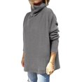 thumbnail image 2 of T-shirt à Col Roulé Surdimensionné pour Femmes 2022 Manches Longues à Revers en Tricot à l'Ourlet, 2 of 4