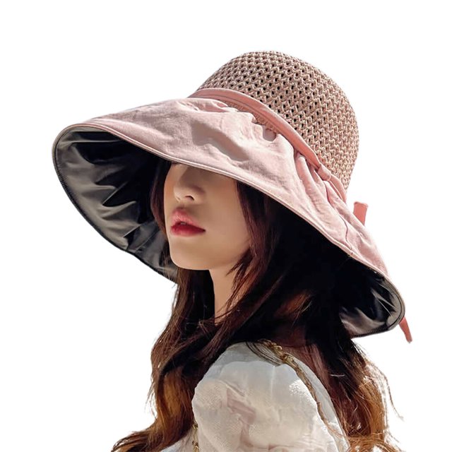 Women Floppy Hat Straw - Sun Protection Wide Brim Cap Fisherman Cap Summer Hat