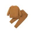 thumbnail image 2 of FAROOT Casual Outfits, Color Block Long Sleeve V-neck Sweater + Trousers, 2 of 9