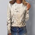 thumbnail image 2 of CEHVOM Femmes Dames Col Rond Hauts Amples T-Shirts Décontractés à Imprimé Blouse à Manches Longues Liquidation, 2 of 5