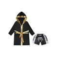thumbnail image 3 of RUNQHUI Kids Boys Boxing Outfits Metallic Satin Hooded Robe Cloak and Shorts Set Boxer Party Fancy Dress B1 10, 3 of 5