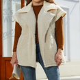thumbnail image 2 of Women’s Fleece Vest Sleeveless Notched Lapel Double Breasted Jacket, 2 of 9