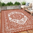 thumbnail image 1 of GlowSol 10x20 Outdoor Rug Waterproof Carpet Patio Rug Indoor Outdoor Area Rug Reversible Rug for Picnic Beach Deck-Outdoor, Brick Red/White, 1 of 8