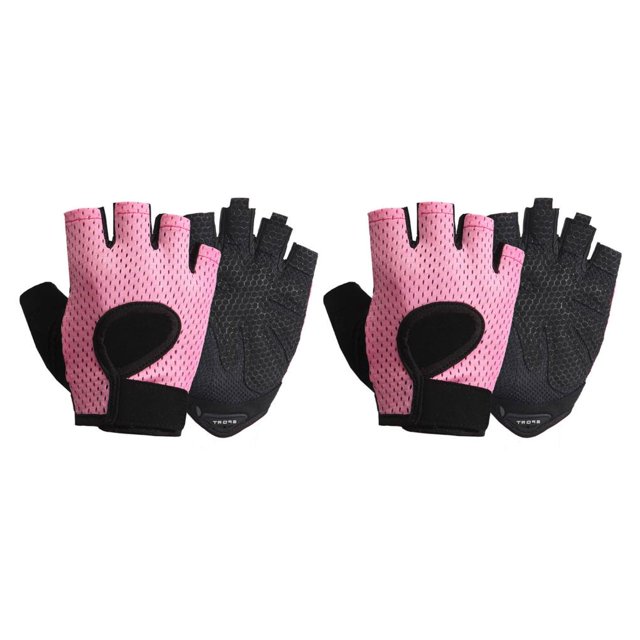 Wweixi 1 Pair Sports Gloves Portable Outdoor Cycling Breathable Shock Absorption Mitts Elastic Nonslip Riding Protection Mittens Pink L 2PCS