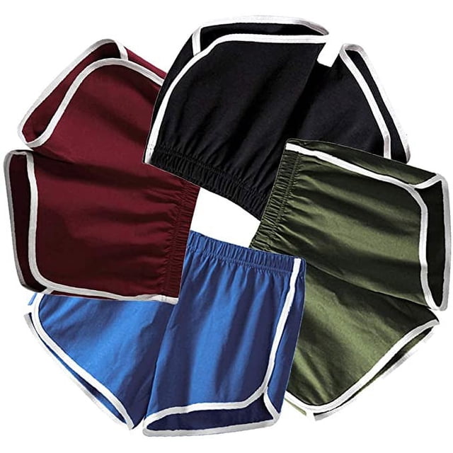 4 Pcs Shorts de Sport pour Femmes Shorts Rétro Shorts de Yoga Actifs Pantalons avec Bords Colorés