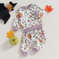 thumbnail image 3 of Fortune Fall Baby Girl Clothes Pumpkin Ghost Sweatshirt Pants 2Pcs Set 0-3Y, 3 of 9