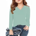 thumbnail image 2 of vdgthytj Toddler Boys Girls Long Sleeve T-Shirts Kids V Neck Solid Color Color Basic Tops Fall Spring Outfit Blouse, 2 of 5