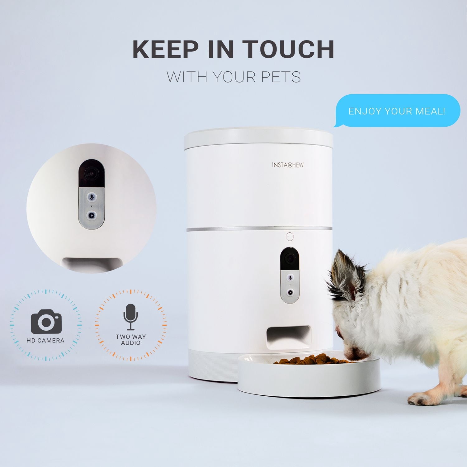 Instachew Purechew Automatic Pet Feeder with HD Camera, Food Dispenser for Cats and Dogs, Programmable Treat Dispenser with Video Recording, 4L