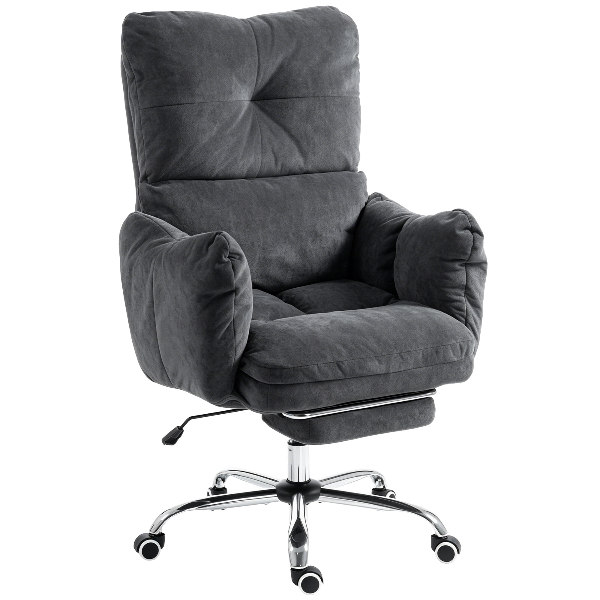 HOMCOM Office Chair with Foot Rest, Reclining Computer Chair, Dark Grey