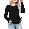 thumbnail image 1 of Plebaso Chemises à Manches Longues pour Filles avec Cordon de Serrage Col Rond Blouses Décontractées Mode Tunique pour Enfants Filles, 1 of 7