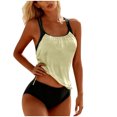thumbnail image 1 of Moxiu Women's Two Piece Tankini Bathing Suits T-Back Top Ruched Padded Modest Swim Shorts Summer Basic Swimwear Beige,L, 1 of 5
