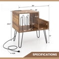thumbnail image 3 of Gymax Record Player Stand Turntable Stand w/ Built-in Charging Station Metal Legs Rustic Brown, 3 of 10