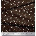 thumbnail image 2 of Soimoi Brown Poly Georgette Fabric Dot & Floral Printed Craft Fabric by The Yard 52 Inch Wide, 2 of 6