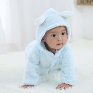 TopLLC Newborn Baby Fleece Bodysuit Infant One Piece Hoodies Cute Kids Hooded Romper Outerwear with Bear's Ears Toddler Reversible Thicken Winter Coats Jacket