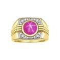 thumbnail image 1 of RYLOS Mens Rings 14K Yellow Gold Designer Round Gemstone &  Sparkling Diamond Ring Star Ruby July Birthstone Rings For Men, Men's Rings, Gold Rings Sizes 8 - 13, 1 of 7