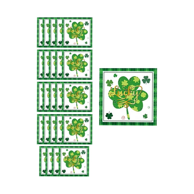 St. Patrick's Day Party Plates Set Disposable 7 inch and 9 inch Green Paper Plates with Trefoil Design Happy St. Patrick's Day Lettering
