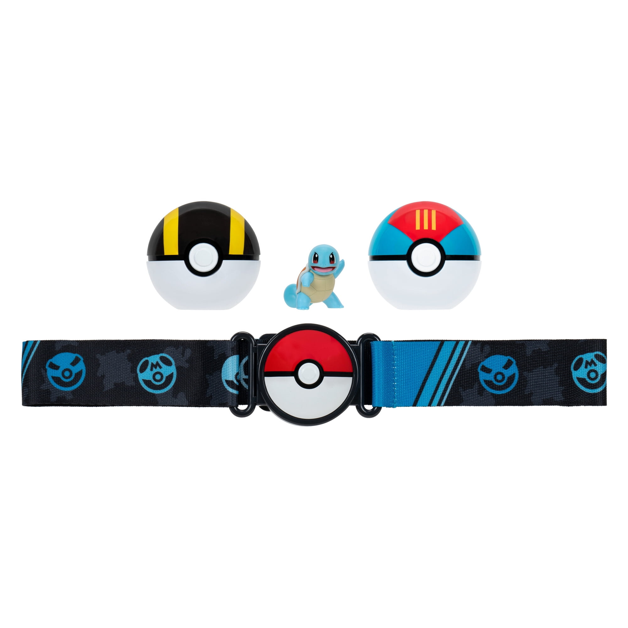 Ensemble de ceinture Pokémon Clip 'N' Go - Carapuce + Hyper Ball, Appât Ball, et ceinture sur le thème de Carapuce