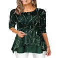 thumbnail image 1 of Women‘s Plus Size Loose 3/4 Sleeves Irregular Casual Tunic  Neck Work Tops, 1 of 2