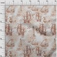 thumbnail image 2 of oneOone Polyester Spandex Brown Fabric Nautical Prints Sewing Craft Projects Fabric Prints By Yard 56 Inch Wide, 2 of 3